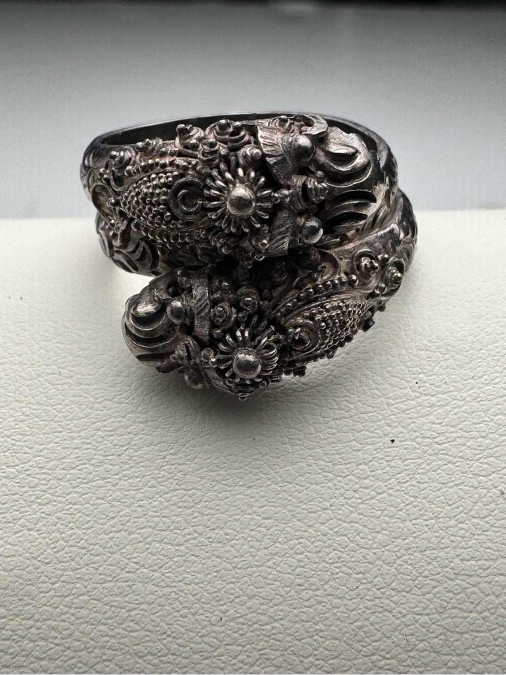 Vintage 925 silver twin naga guardian dragon ring size 9